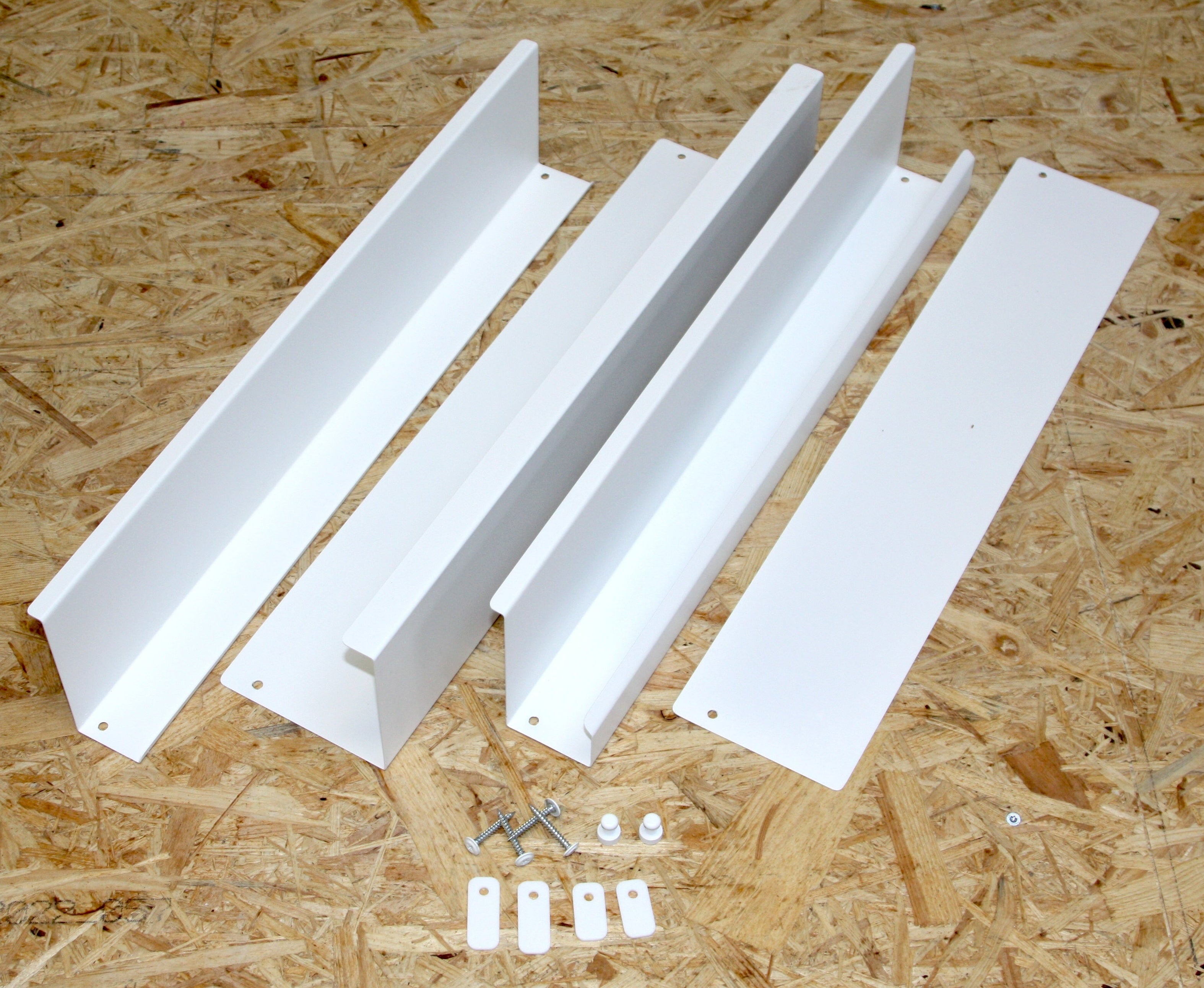 Component parts on a wooden surface